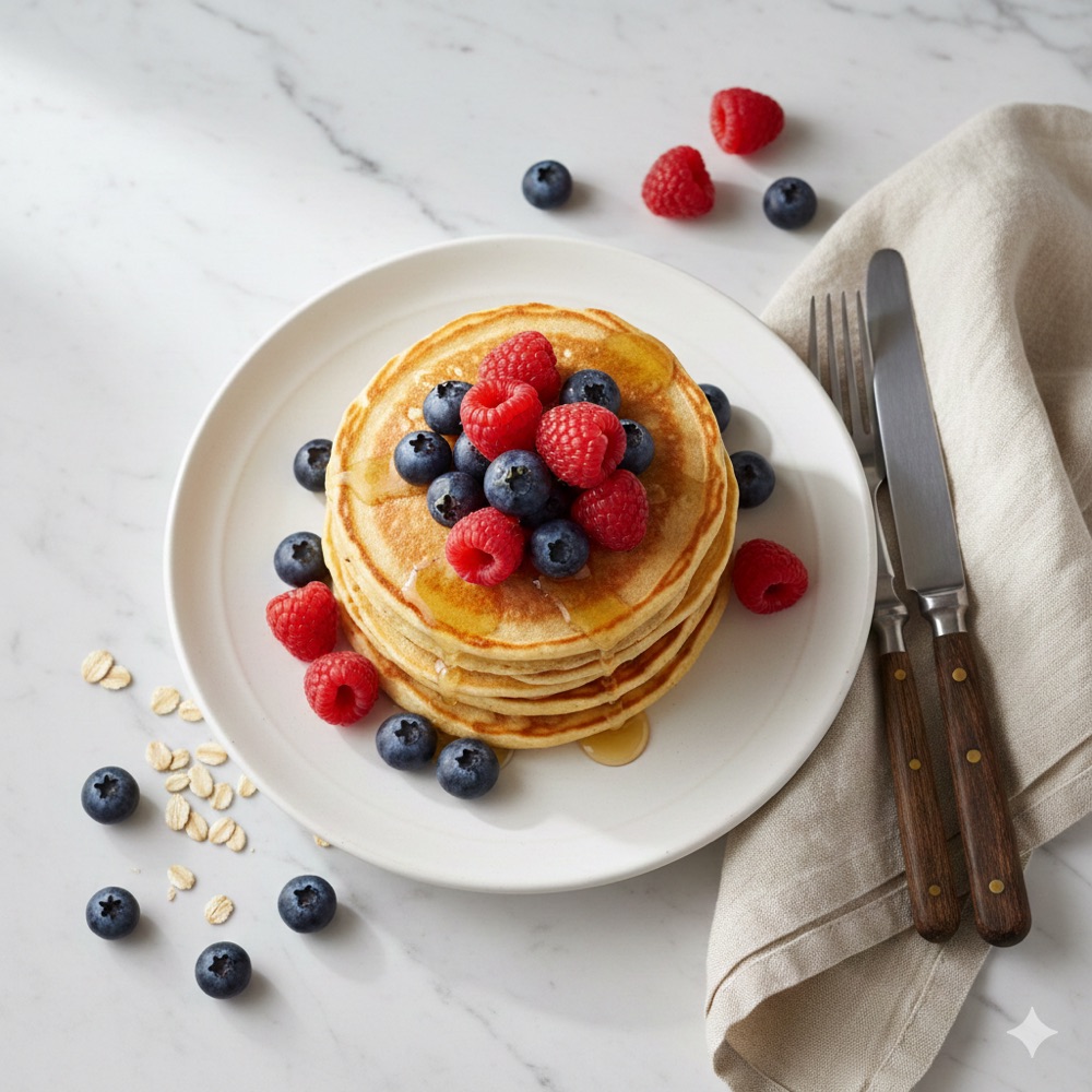 Pancake proteici alla ricotta con frutti di bosco
